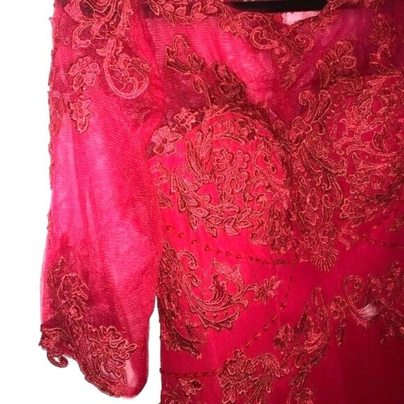 Novia Womens A-Line Asymmetrical Chiffon Evening Dress With Sequined Bodice - Picture 4 of 15